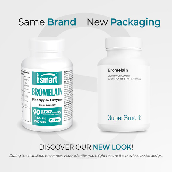 Supersmart  Bromelain 1500 mg 3000 GDU Per Day  Enzymes Extracted from Pineapple Roots  Anti Inflammatory Supplement  Digestive System Booster  NonGMO  Gluten Free  90 DR Capsules