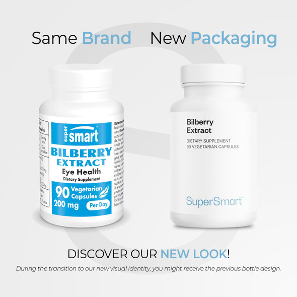 Supersmart  Bilberry Extract 200 mg Per Day  for Ocular  Eye Vision Health  NonGMO  Gluten Free  90 Vegetarian Capsules