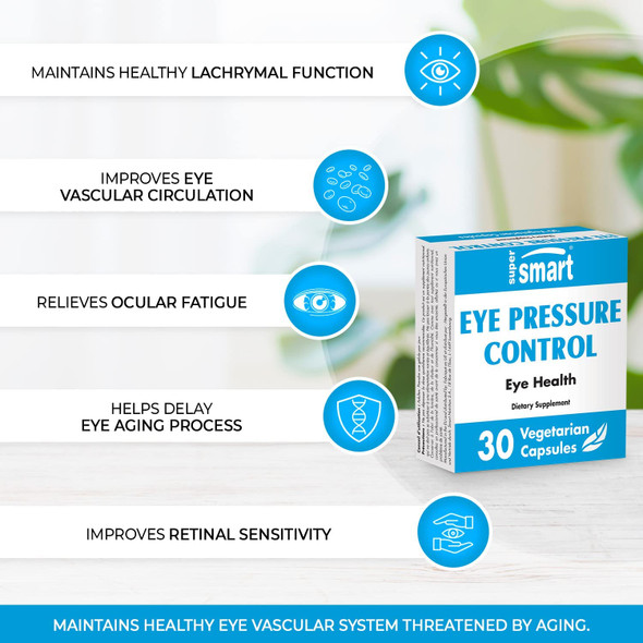 Supersmart  Eye Pressure Control  with Bilberry Extract Standardized to 36 Anthocyanins  Natural Eye Health  Anti Aging Supplement  NonGMO  Gluten Free  30 Vegetarian Capsules