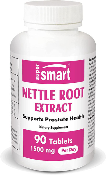 Supersmart  Nettle Root Extract 1500 mg Per Day  Extract of Stinging Nettle Root  Support Healthy Urinary Tract  Prostate Supplements for Men  NonGMO  90 Tablets.