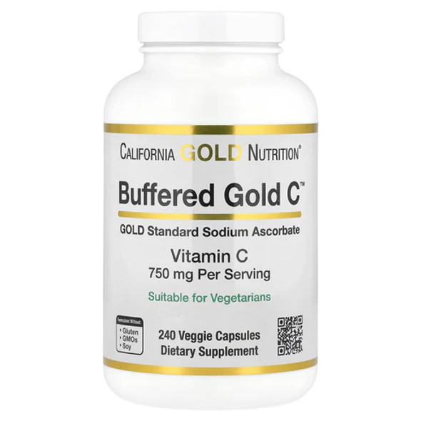 California Gold Nutrition Buffered Vitamin C Capsules, 750 mg, 240 Veggie Capsules