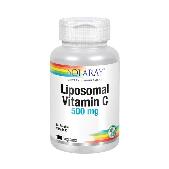 Solaray Liposomal Vitamin C 500 mg | Healthy Immune System, Collagen Synthesis & Antioxidant Support | Buffered w/Fatty Acids | 100 VegCaps