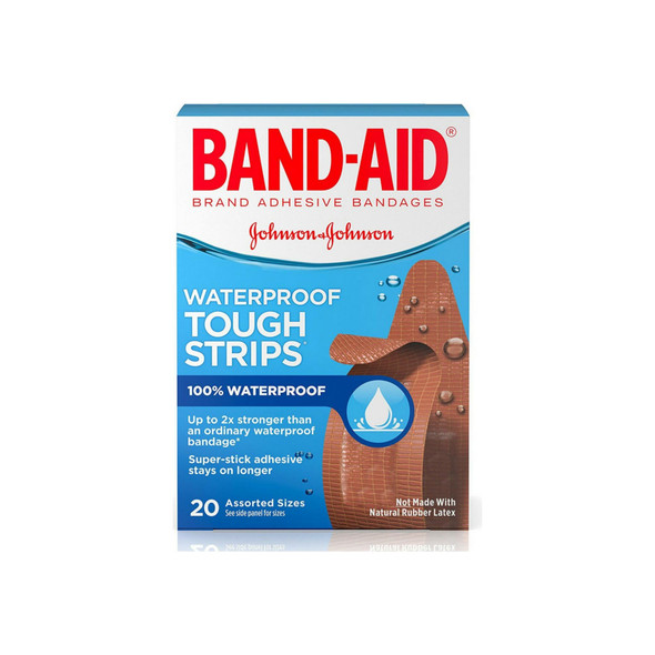 BAND-AID Bandages Waterproof Tough-Strips Assorted 20 ea
