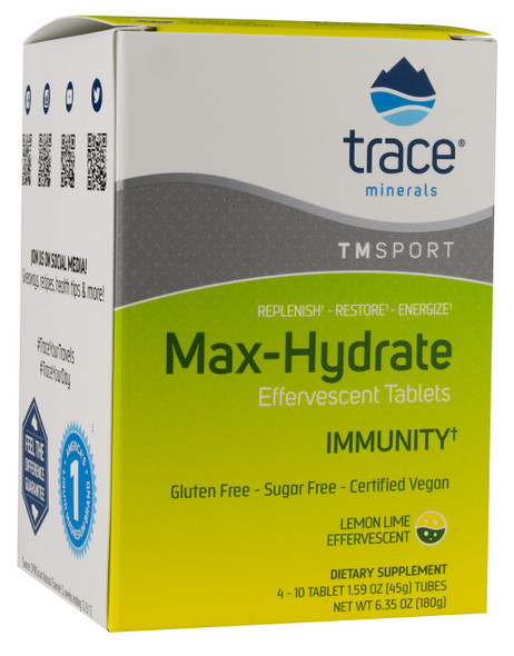 Max Hydrate Immunity Performance Tablets Lemon Lime Flavor 4 Tubes