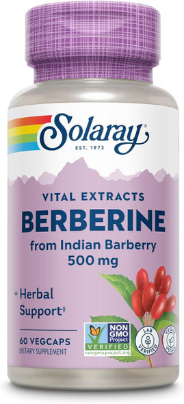 Solaray Berberine 500mg | from Indian Barberry Root Extract | Digestive & Immune Function Support | AMPK Metabolic Activator | Non-GMO | 60 Count Solaray Berberine 500mg | from Indian Barberry Root Extract | Digestive & Immune Function Support | AMPK Metabolic Activator | Non-GMO | 60 Count