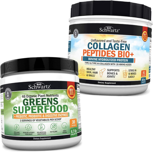 Super Greens Powder  Collagen Peptides Protein Powder  Supports Healthy Digestion  Gut Health  Helps with Healthy Weight Management  Supports Whole Body Health