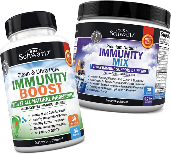 Immunity Boost Supplement with Elderberry Vitamin A Echinacea  Zinc  Immunity Drink Mix with Vitamin C 1000 mg Elderberry  Zinc  Berry Flavored Powder  Provides Enhanced Immune Support and Hy