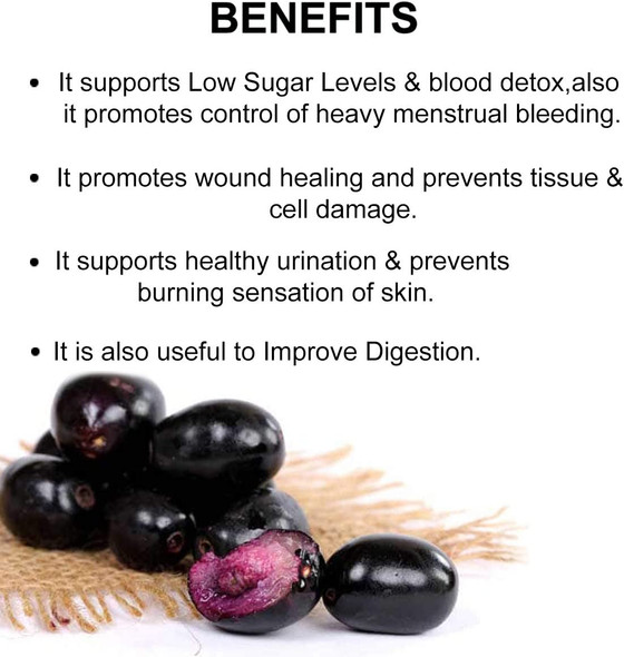 Jamun Extract Eugenia Jambolana/Black Plum Bitters 5  Ayurvedic herb for Sugar Metabolism  Herbal Supplement to Improve Digestion  Control Blood Sugar Level Veg Capsules 60 Count 450mg