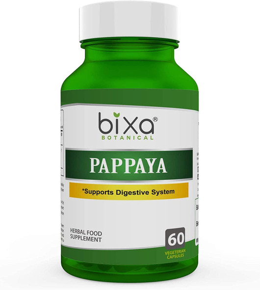 Bixa Botanical Papaya Leaf Extract Carica Pappaya Ayurvedic Herb for Supports Digestive System Herbal Supplement to Improve Immunity Level  Overall Blood Circulation Veg Capsules 60 Count 450mg