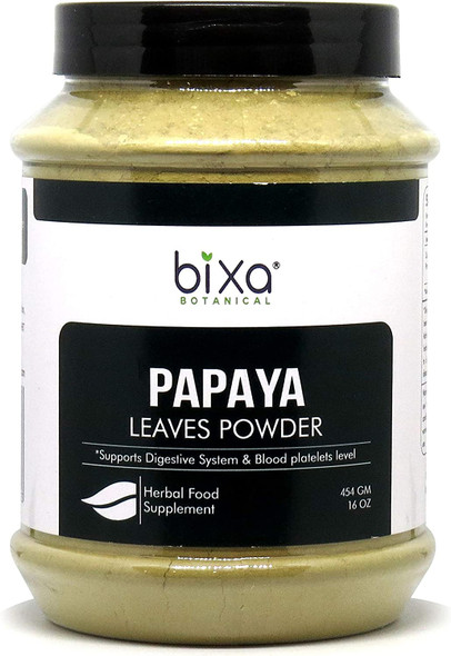 Papaya Leaf Powder Carica Papaya  Ayurvedic Herb for Digestion  Increasing platelets Herbal Supplement by Bixa Botanical 1 Pound / 16Oz
