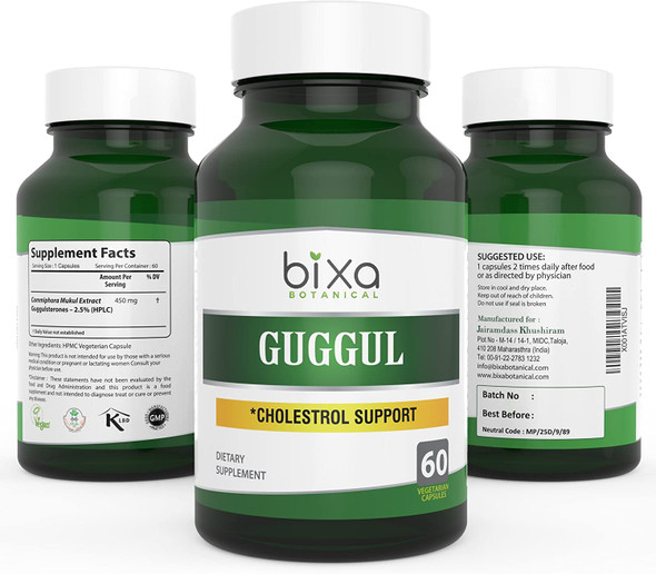Bixa Botanical Guggul Extract Ayurvedic Herb for Cholesterol Level  Lipid Metabolism Herbal Supplement to Improve Blood Circulation AntiInflammatory Veg Capsules 60 Count 450mg