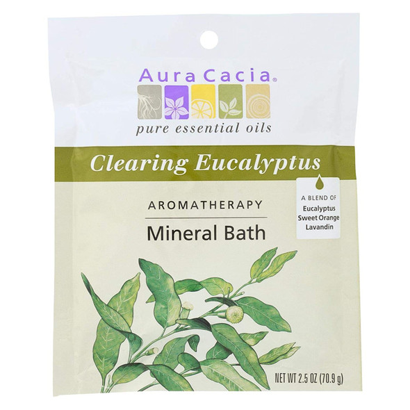 Aura Cacia Clearing Eucalyptus Aromatherapy Mineral Bath Salt 2.5 Ounce Packet  6 per case.6