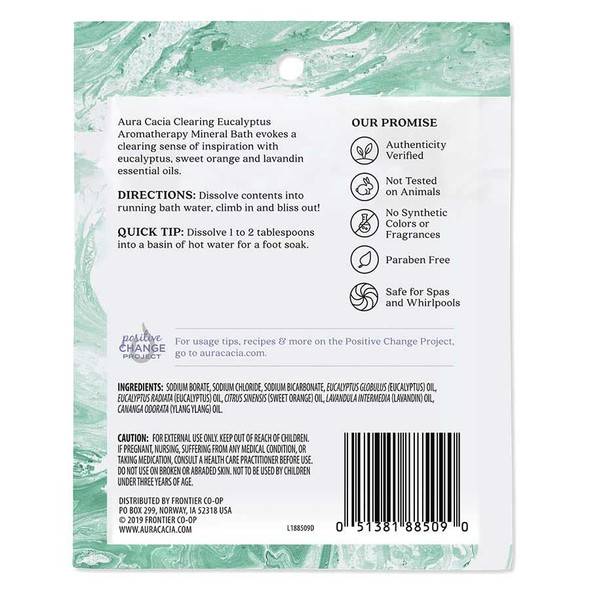 Aura Cacia Clearing Eucalyptus Aromatherapy Mineral Bath  2.5 oz. Packet