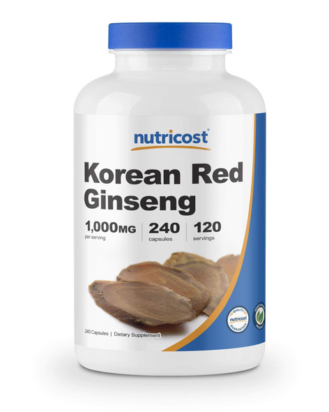 Nutricost Korean Ginseng 500mg, 240 Capsules - 1000mg Extra Strength Serving Size - Korean Red Ginseng - Gluten Free & Non-GMO