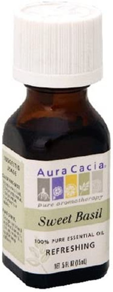 Aura Cacia Pure Aromatherapy 100 Pure Essential Oil Sweet Basil Refreshing 0.5Ounces by Aura Cacia