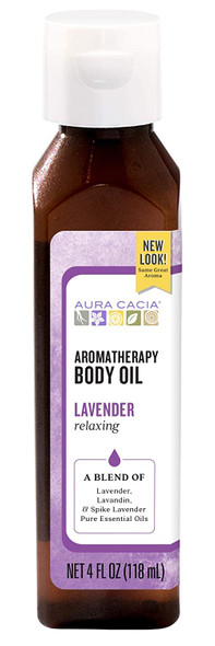 Aura Cacia Relaxing Lavender Aromatherapy Body Oil  GC/MS Tested for Purity  118ml 4 fl. oz.