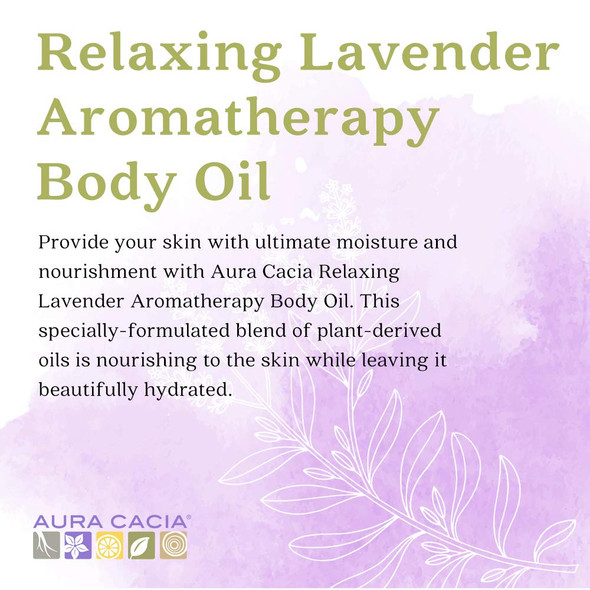 Aura Cacia Relaxing Lavender Aromatherapy Body Oil  GC/MS Tested for Purity  118ml 4 fl. oz.