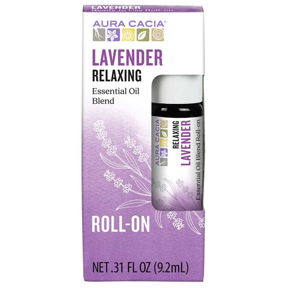 Aura Cacia Lavender Essential Oil RollOn  GC/MS Tested for Purity  9.2 ml 0.31 fl. oz.