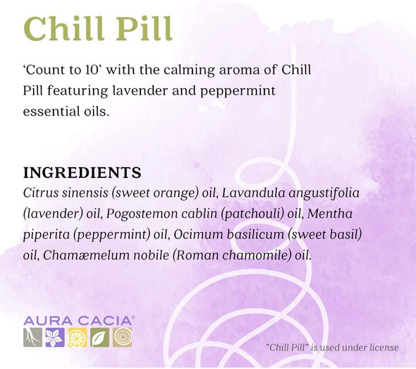 Aura Cacia Chill Pill Essential Oil Blend  GC/MS Tested for Purity  15ml 0.5 fl. oz.