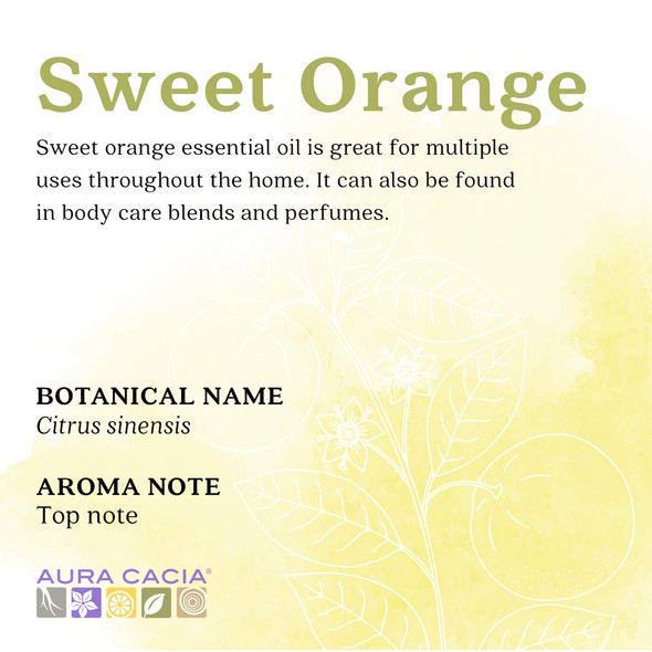Aura Cacia 100 Pure Sweet Orange Essential Oil  GC/MS Tested for Purity  15 ml 0.5 fl. oz. in Box  Citrus sinensis