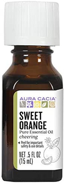 Aura Cacia 100 Pure Sweet Orange Essential Oil  GC/MS Tested for Purity  15 ml 0.5 fl. oz.  Citrus sinensis