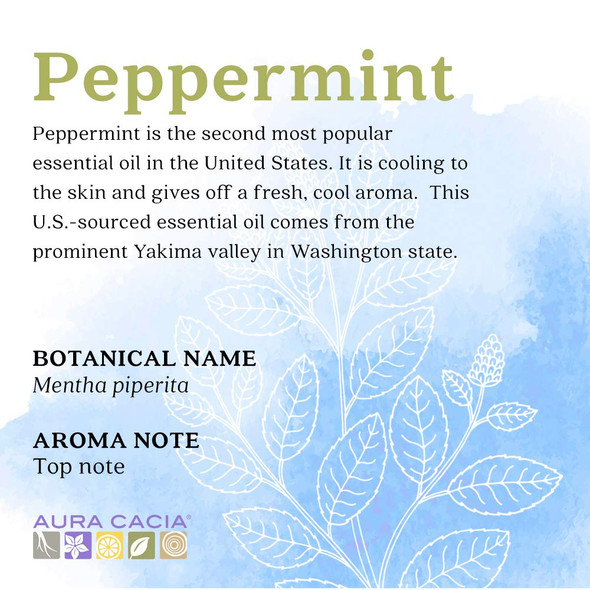 Aura Cacia 100 Pure Peppermint Essential Oil  GC/MS Tested for Purity  15 ml 0.5 fl. oz.  Mentha piperita