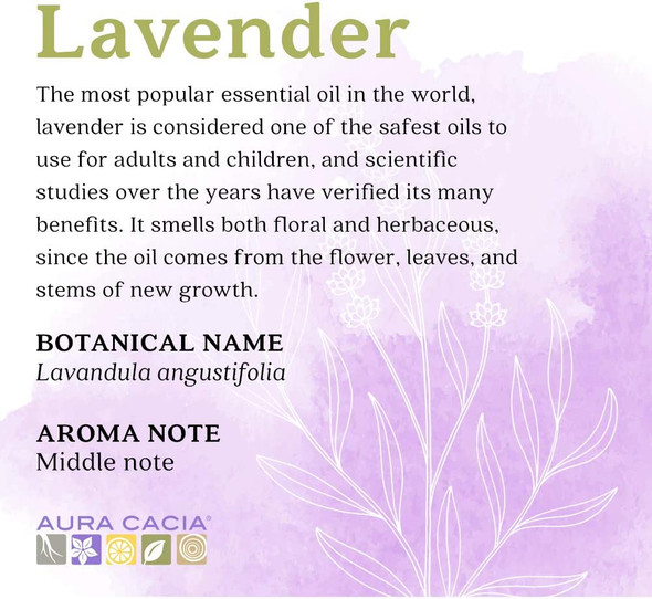 Aura Cacia 100 Pure Lavender Essential Oil  GC/MS Tested for Purity  15 ml 0.5 fl. oz.  Lavandula angustifolia