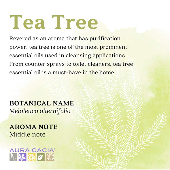Aura Cacia 100 Pure Tea Tree Essential Oil  GC/MS Tested for Purity  15 ml 0.5 fl. oz. in Box  Melaleuca alternifolia