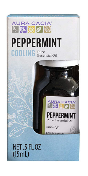 Aura Cacia 100 Pure Peppermint Essential Oil  GC/MS Tested for Purity  15 ml 0.5 fl. oz. in Box  Mentha piperita