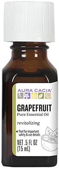 Aura Cacia 100 Pure Grapefruit Essential Oil  GC/MS Tested for Purity  15 ml 0.5 fl. oz.  Citrus paradisi