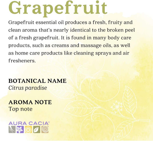 Aura Cacia 100 Pure Grapefruit Essential Oil  GC/MS Tested for Purity  15 ml 0.5 fl. oz.  Citrus paradisi
