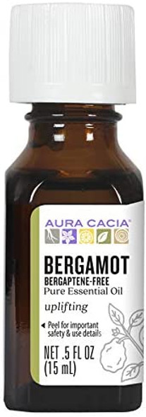Aura Cacia 100 Pure BergapteneFree Bergamot Essential Oil  GC/MS Tested for Purity  15 ml 0.5 fl. oz.  Citrus bergamia