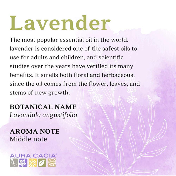 Aura Cacia 100 Pure Lavender Essential Oil  GC/MS Tested for Purity  15 ml 0.5 fl. oz. in Box  Lavandula angustifolia