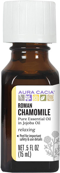 Aura Cacia Roman Chamomile in Jojoba Oil  GC/MS Tested for Purity  15ml 0.5 fl. oz.