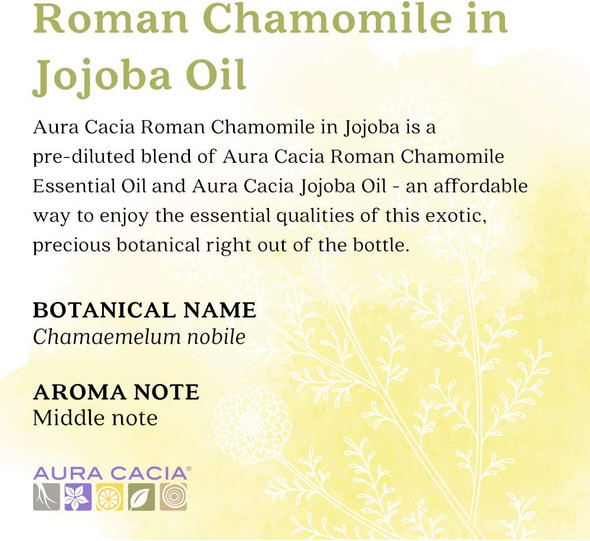 Aura Cacia Roman Chamomile in Jojoba Oil  GC/MS Tested for Purity  15ml 0.5 fl. oz.