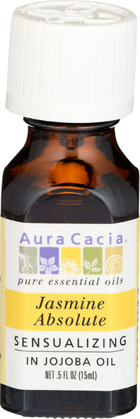 Aura Cacia Oil Essential Jasmine Absolute in Jojoba 0.5 Fl Oz