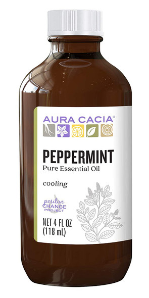 Aura Cacia 100 Pure Peppermint Essential Oil  GC/MS Tested for Purity  120 ml 4 fl. oz.  Mentha piperita