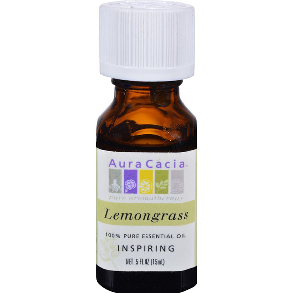 Aura Cacia 100 Percent Pure Lemongrass Essential Oil 0.5 Ounce  6 per case.