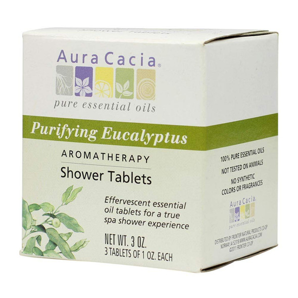 Aura Cacia  Purifying Eucalyptus Shower Tablet Pure Essential Oils  Contains 3 IndividuallyWrapped 1 oz. Tablets