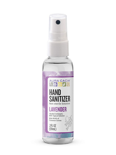 Aura Cacia Lavender Hand Sanitizer Spray  Alcohol Antiseptic  60ml 2 fl. oz.