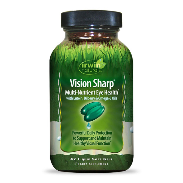 Irwin Naturals Vision Sharp Multi-Nutrient Eye Health with Lutein, Bilberry & Omega-3s - 42 Liquid Softgels