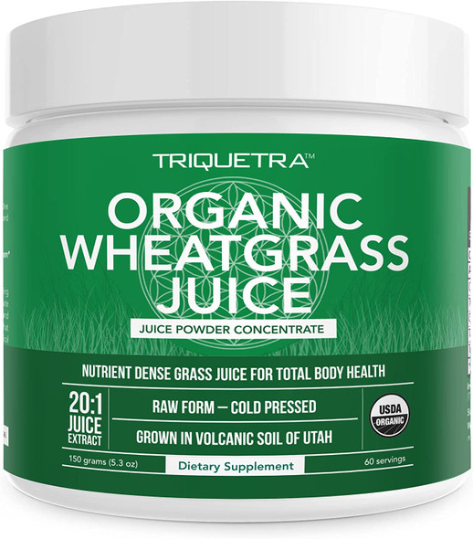 Organic Wheatgrass Juice Powder  Grown in Volcanic Soil of Utah  Raw  BioActive Form ColdPressed Then CO2 Dried  Complements Barley Grass Juice Powder  5.3 oz