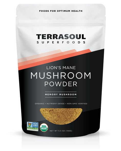 Terrasoul Superfoods Organic Lions Mane Mushroom Powder 41 Extract 5.5 Ounces