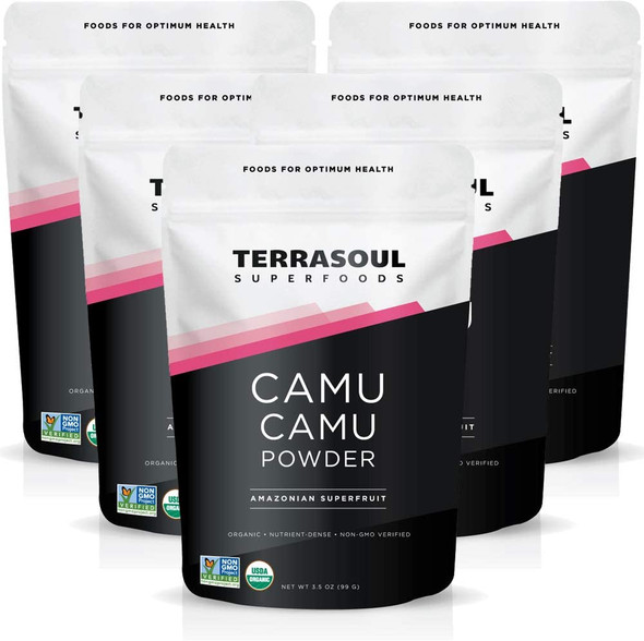 Terrasoul Superfoods Organic Camu Camu Powder 17.5 Oz 5 Pack  Raw  Natural Vitamin C  Immune Support