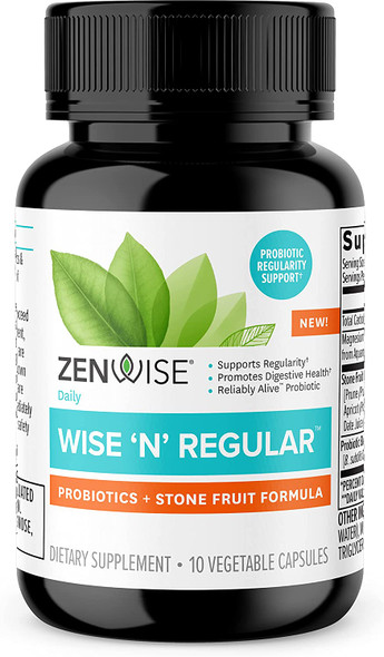 Zenwise Wise N Regular Magnesium Vegan Probiotics  Constipation Protection And Digestive Relief With Prune Apricot And Date Juice For Women And Mens Digestive And Immune Health  10 Count