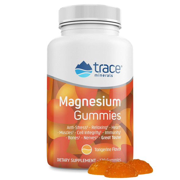 Magnesium Stress Relief Gummies (120 Ct) | Easy to Take Magnesium Citrate | Natural Calming Sleep Aid, Muscle Relaxer, Mood & Digestive Support Supplement | Great for Kids & Adults (Tangerine Flavor)