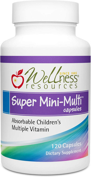 Super MiniMulti  Childrens Multivitamin Swallowable Capsules with Methyl Folate Methyl B12 and Coenzyme B Vitamins for Growth Focus Brain Health 120 Capsules