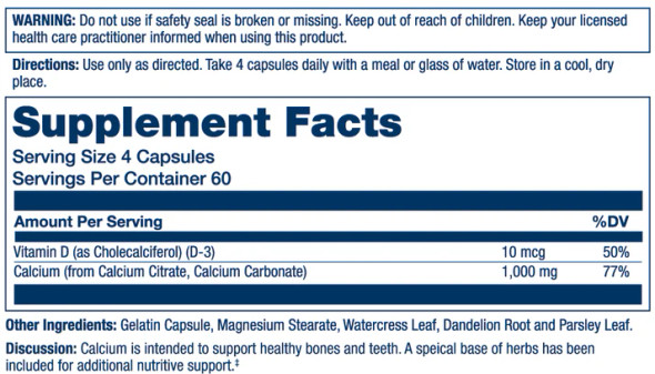 Solaray Calcium Citrate with Vitamin D-3 Capsules, 1000mg, 180 Count by Solaray