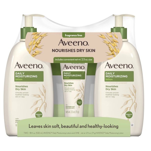 Aveeno Daily Moisturizing Lotion (18 fl. oz., 2 pk. with 2.5 oz. Tube)