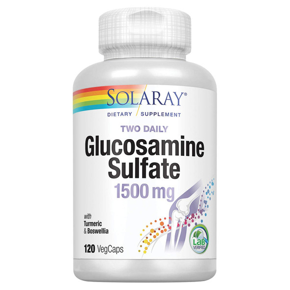 Solaray Glucosamine Sulfate 1500 mg, 2 Daily | Healthy Joint Support with Turmeric & Boswellia (60 Serv, 120 CT)